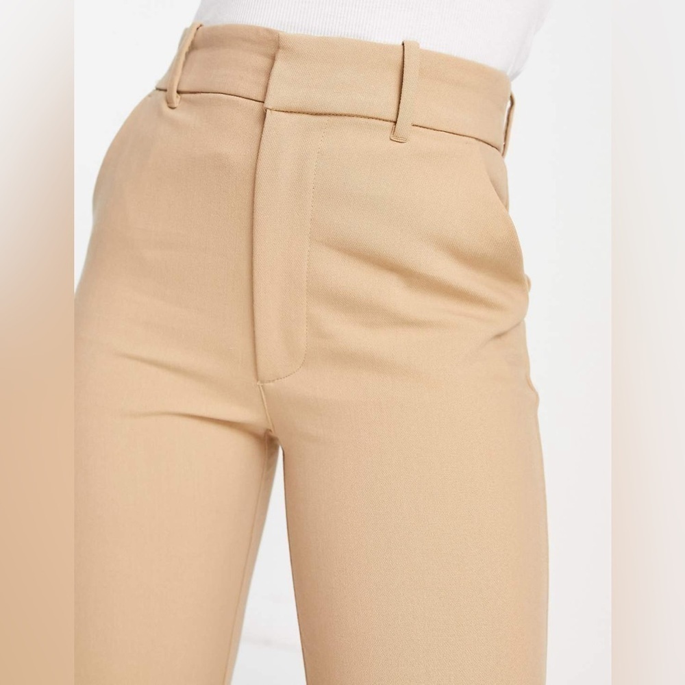Abercrombie & Fitch | High Rise Tailored Spilt Hem Flare Trousers | Tan | Sz 14 - Picture 4 of 10
